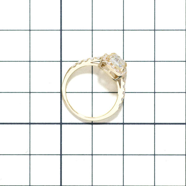 新品 K18YG プリンセスカット ローズカット ダイヤモンド リング 1.502ct VLY SI1 D0.34ct 【エスコレ】