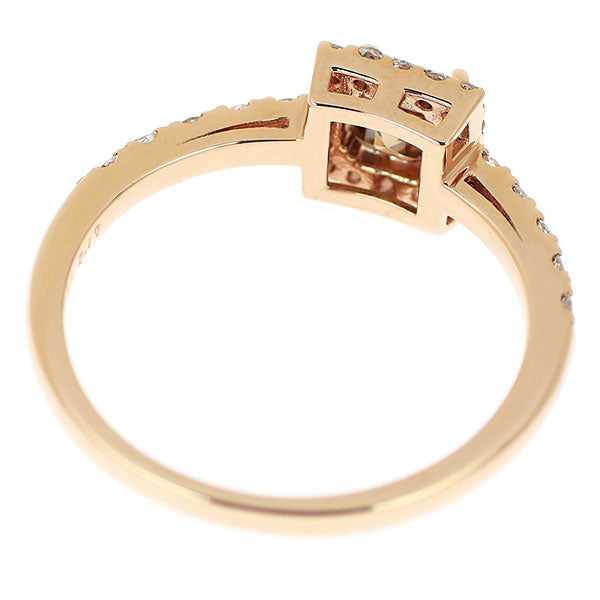 新品 K18PG アッシャーカット ダイヤモンド ローズカットダイヤ リング 0.50ct D0.17ct【エスコレ】