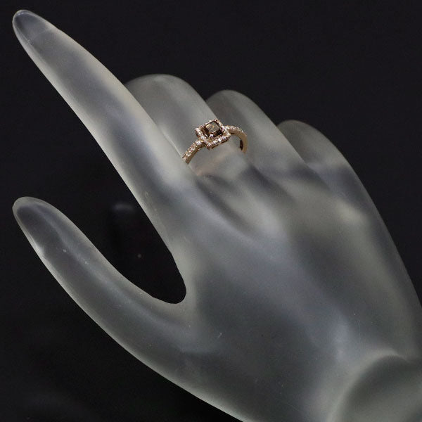 新品 K18PG アッシャーカット ダイヤモンド ローズカットダイヤ リング 0.50ct D0.17ct【エスコレ】