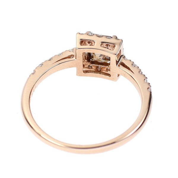 新品 K18PG アッシャーカット ダイヤモンド ローズカットダイヤ リング 0.76ct D0.24ct 【エスコレ】