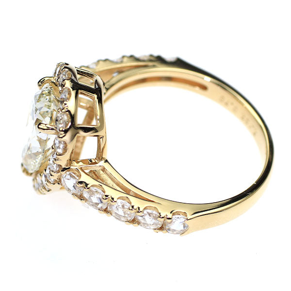 新品 K18YG ペアシェイプダイヤモンド ローズカットダイヤモンド リング 2.132ct VLY SI1 D0.76ct【エスコレ】