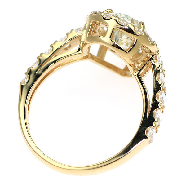 新品 K18YG ペアシェイプダイヤモンド ローズカットダイヤモンド リング 2.132ct VLY SI1 D0.76ct【エスコレ】