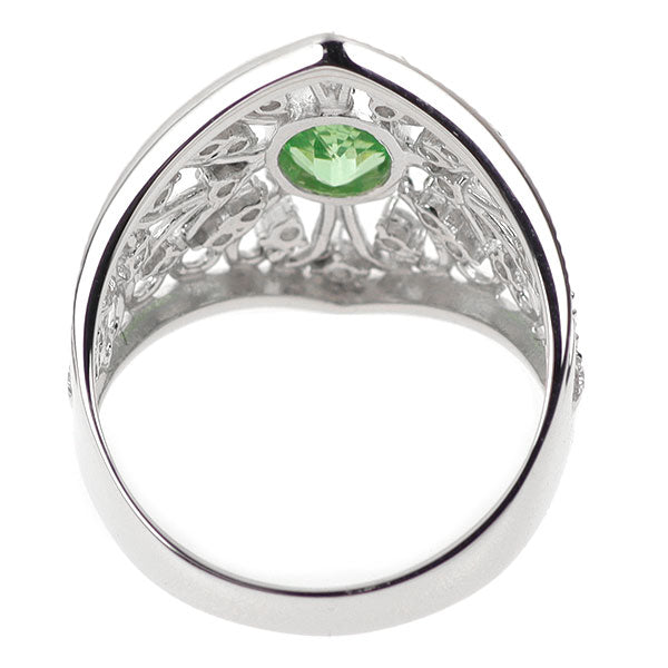 K18WG グロッシュラーライト ミントガーネット ダイヤモンド リング 1.14ct D0.38ct