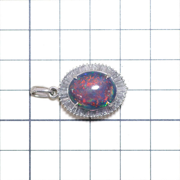 Pt900 ブラックオパール ダイヤモンド ペンダントトップ 6.77ct D1.33ct ロケットタイプ