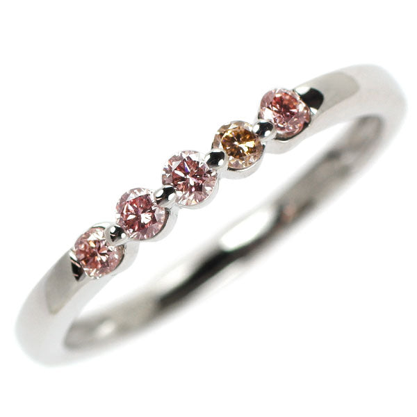 K18WG 天然ピンク/ブラウン ダイヤモンド リング 0.20ct