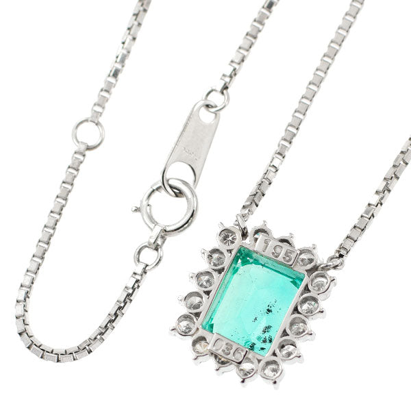 Pt850 エメラルド ダイヤモンド ペンダントネックレス 1.95ct D0.36ct