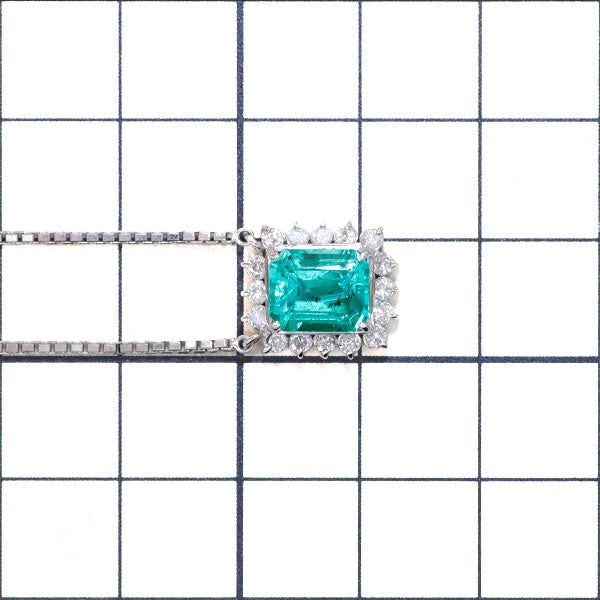 Pt850 エメラルド ダイヤモンド ペンダントネックレス 1.95ct D0.36ct