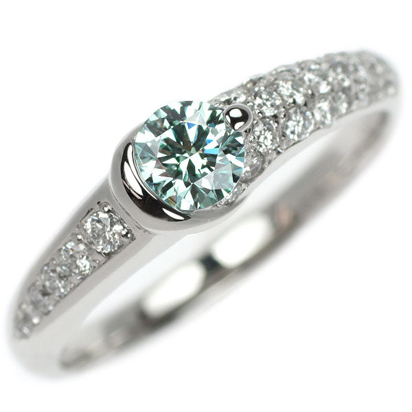 Pt900 アイスブルー ダイヤモンド  リング 0.316ct D0.26ct