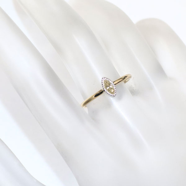 New K18/Pt950 Natural Yellow Diamond Ring 0.188ct FLBY SI2 Forged/Handmade [Escore] 