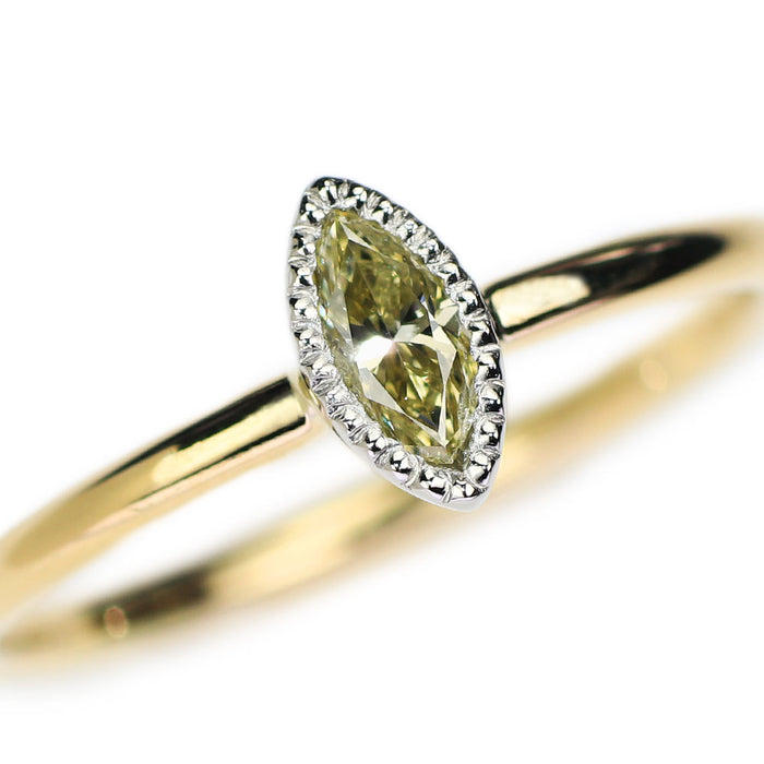New K18/Pt950 Natural Yellow Diamond Ring 0.188ct FLBY SI2 Forged/Handmade [Escore] 