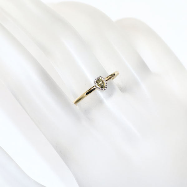 New K18/Pt950 Natural Greenish Yellow Diamond Ring 0.172ct FDBGY VS1 Forged/Handmade [Escore] 