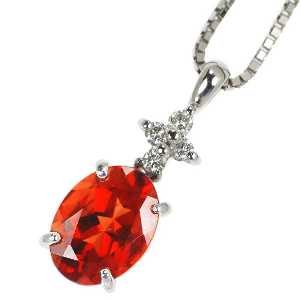 K18WG アンデシン ダイヤモンド ペンダントネックレス 1.20ct D0.06ct