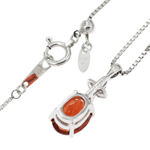 K18WG アンデシン ダイヤモンド ペンダントネックレス 1.20ct D0.06ct