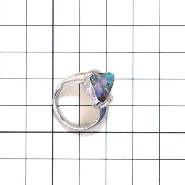 Pt900 ボルダーオパール ダイヤモンド リング 5.35ct D0.10ct