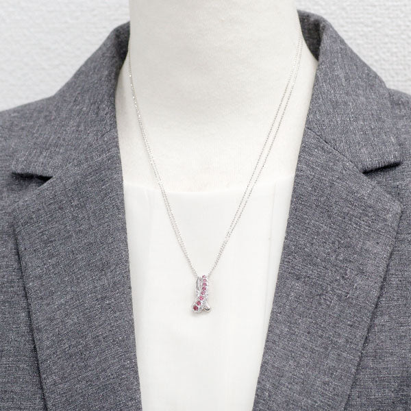 K18WG トリートピンク ダイヤモンド  ペンダントネックレス 0.38ct D0.69ct
