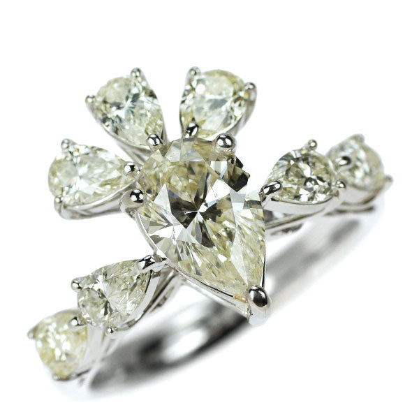 Pt900 ペアシェイプ ダイヤモンド リング 1.243ct M SI2 D1.39ct