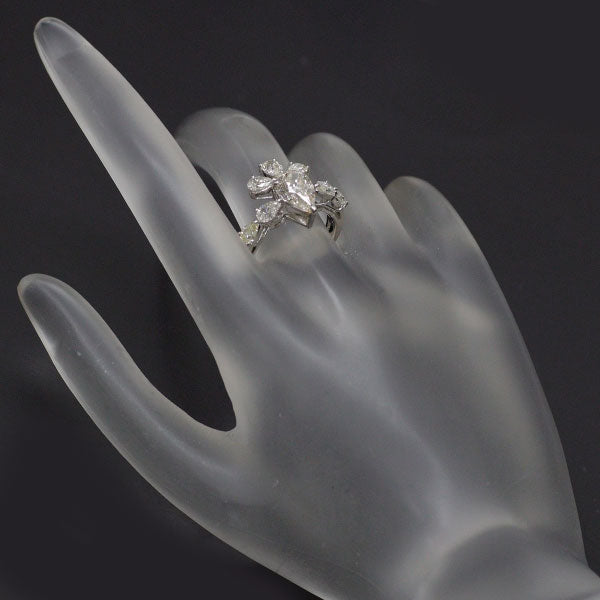 Pt900 ペアシェイプ ダイヤモンド リング 1.243ct M SI2 D1.39ct