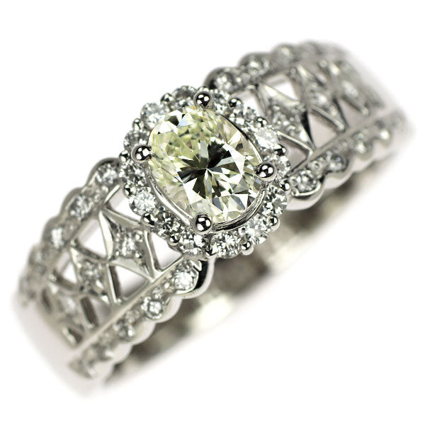 花井幸子 Pt900 オーバル ダイヤモンド リング 0.602ct L VS1 D0.45ct