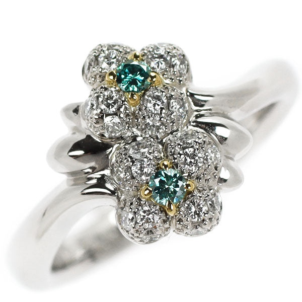 Pt900/ K18YG ダイヤモンド リング TBD0.08ct D0.22ct フラワー