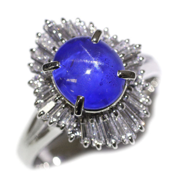 Pt900 スターサファイア ダイヤモンド リング 4.01ct D0.59ct
