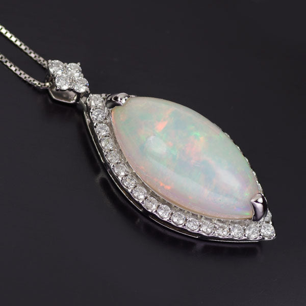 Pt900/ Pt850 オパール ダイヤモンド ペンダントネックレス 15.00ct D1.20ct