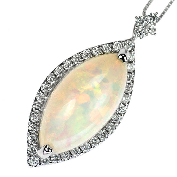 Pt900/ Pt850 オパール ダイヤモンド ペンダントネックレス 15.00ct D1.20ct
