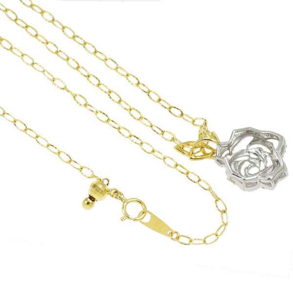 K18WG/ K18YG ダイヤモンド ペンダントネックレス 0.50ct 薔薇