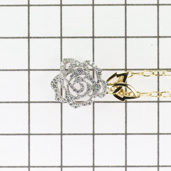 K18WG/ K18YG ダイヤモンド ペンダントネックレス 0.50ct 薔薇
