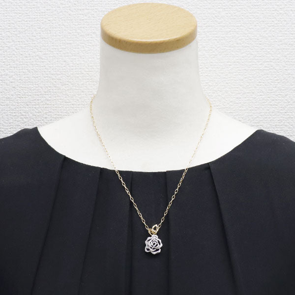 K18WG/ K18YG ダイヤモンド ペンダントネックレス 0.50ct 薔薇
