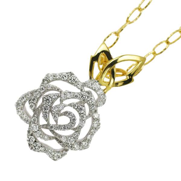 K18WG/ K18YG ダイヤモンド ペンダントネックレス 0.50ct 薔薇