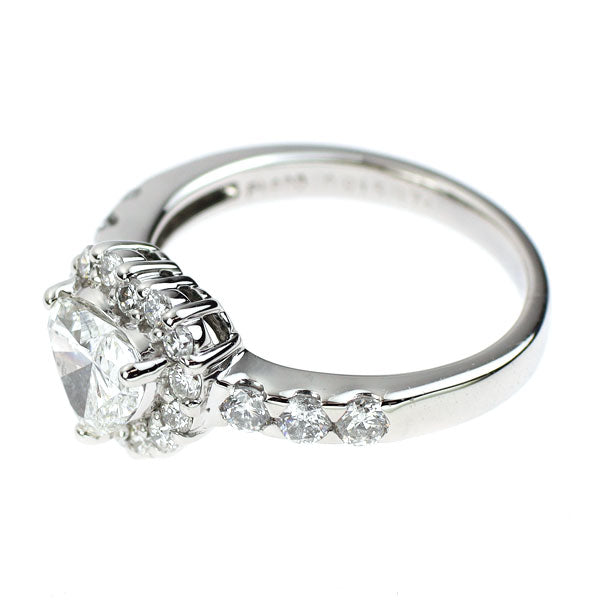 Pt900 ハートシェイプ ダイヤモンド リング 0.915ct G SI1 D0.74ct