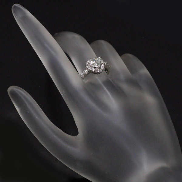 Pt900 ハートシェイプ ダイヤモンド リング 0.915ct G SI1 D0.74ct