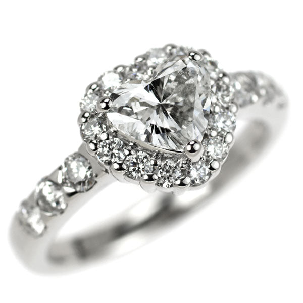 Pt900 ハートシェイプ ダイヤモンド リング 0.915ct G SI1 D0.74ct