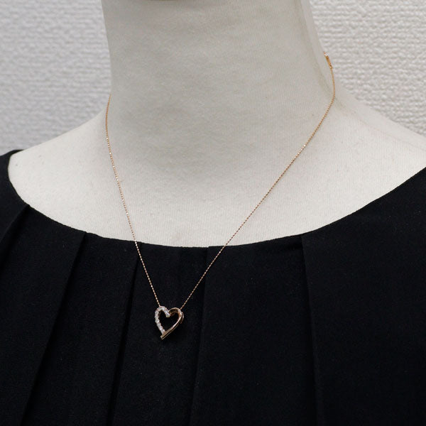 K18PG ダイヤモンド ペンダントネックレス 0.20ct ハート