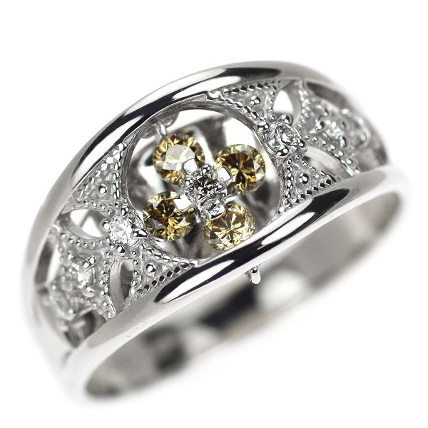 K18WG ダイヤモンド リング 0.21ct D0.10ct ダンシング