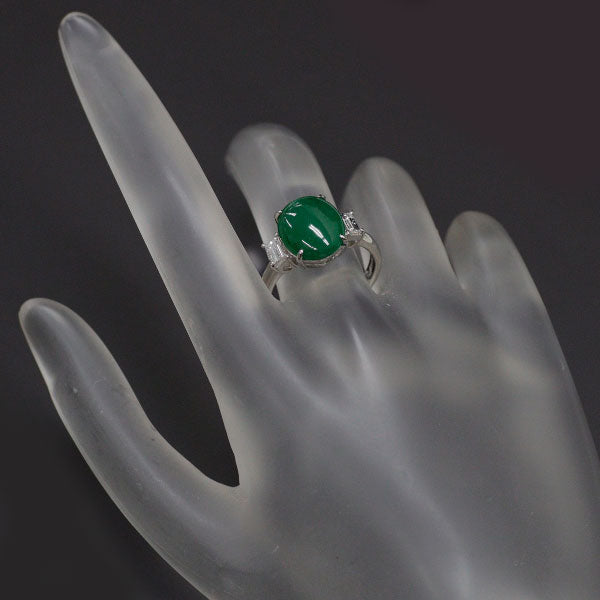 Pt900 樹脂含浸なし 翡翠 ダイヤモンド リング 4.234ct D0.41ct
