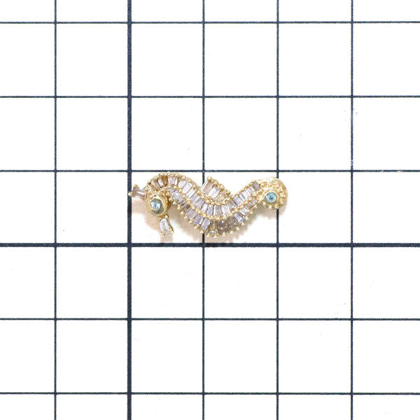 K18YG パライバトルマリン ダイヤモンド ペンダントトップ 0.02ct D0.30ct タツノオトシゴ