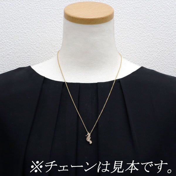 K18YG パライバトルマリン ダイヤモンド ペンダントトップ 0.02ct D0.30ct タツノオトシゴ