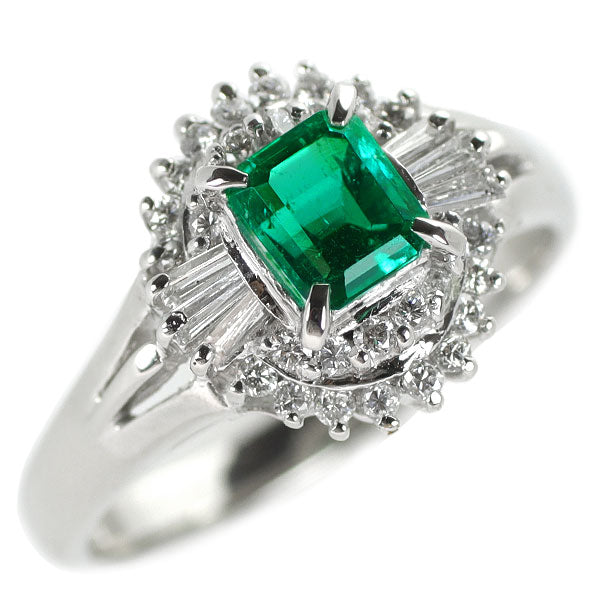 Pt900 エメラルド ダイヤモンド リング 0.51ct D0.31ct