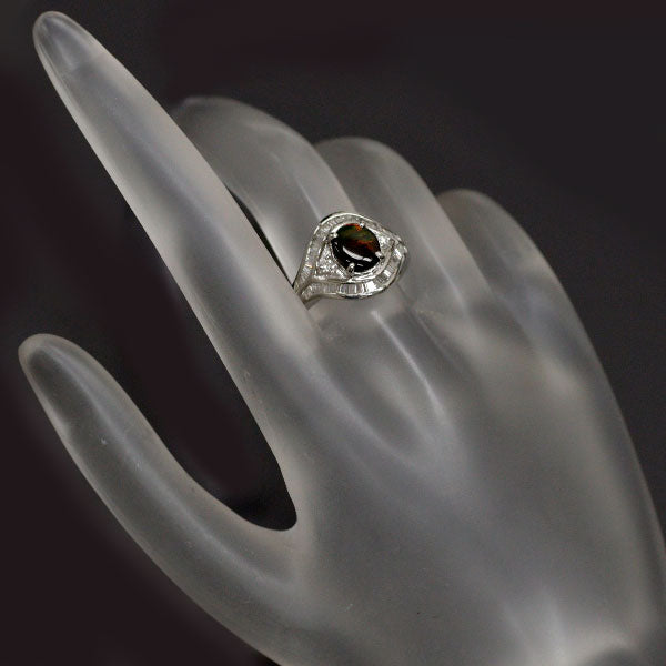 Pt900 ブラックオパール ダイヤモンド リング 0.67ct D0.68ct