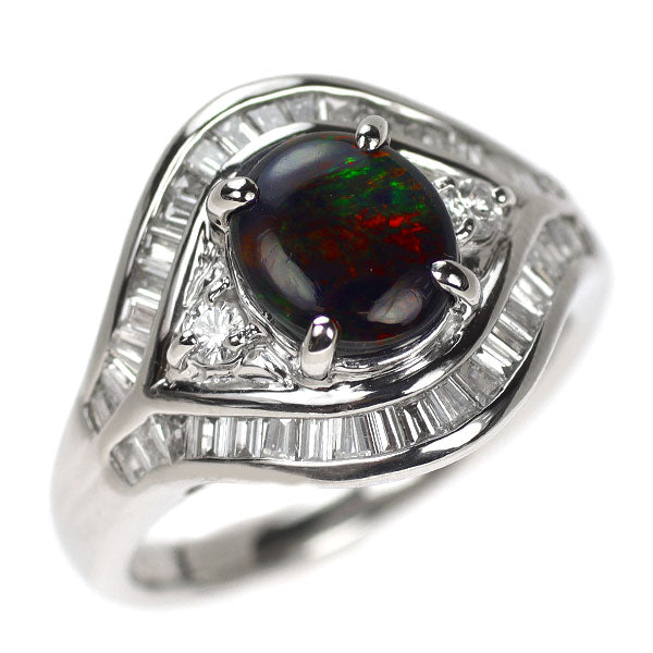 Pt900 ブラックオパール ダイヤモンド リング 0.67ct D0.68ct