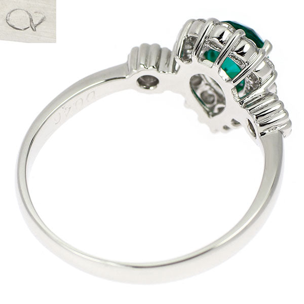 クレサンベール Pt900 再結晶エメラルド ダイヤモンド リング 0.49ct D0.46ct