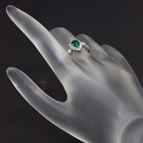 クレサンベール Pt900 再結晶エメラルド ダイヤモンド リング 0.49ct D0.46ct