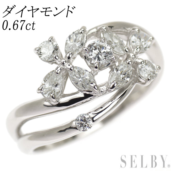 Pt900 ダイヤモンド リング 0.67ct フラワー