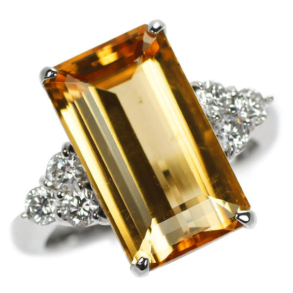 Pt900 インペリアルトパーズ ダイヤモンド リング 7.28ct D0.44ct