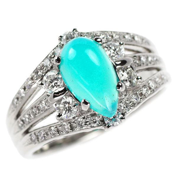 Pt900 ブルーオパール ダイヤモンド リング 0.93ct D0.54ct