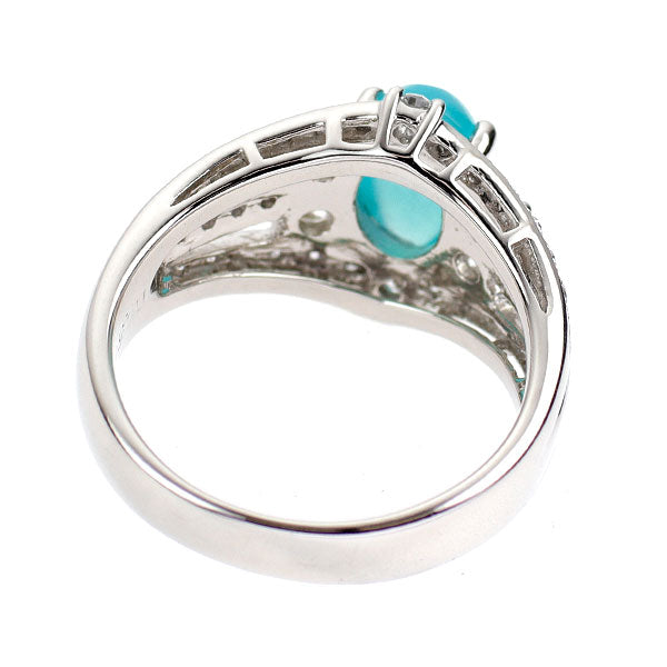 Pt900 ブルーオパール ダイヤモンド リング 0.93ct D0.54ct