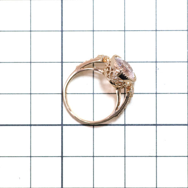 K18PG モルガナイト ダイヤモンド リング 3.28ct D0.16ct