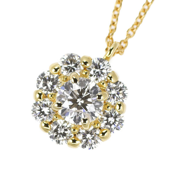 K18YG ダイヤモンド ペンダントネックレス 0.309ct H I1 3EX D0.40ct フラワー
