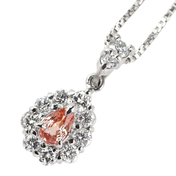 Pt ファンシーカラーサファイア ダイヤモンド ペンダントネックレス 0.275ct D0.44ct